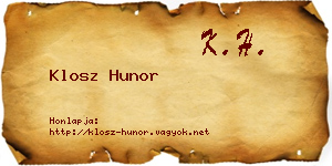 Klosz Hunor névjegykártya